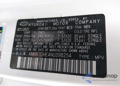 2022 Hyundai Palisade Calligraphy z USA, uszkodzony, nr VIN KM8R7DHE4NU398254